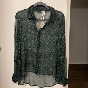 * NEW WITH TAGS * Haute Hippie Size Medium Sheer Blouse 100% Silk